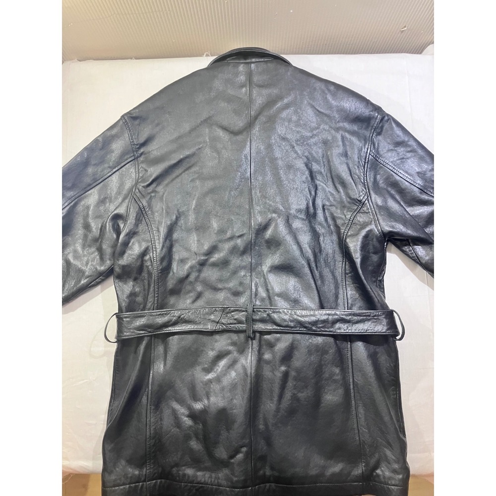 GIVERNY Black Leather Belted Jacket Mens Size S Made in Indonesia - Picture 8 of 9